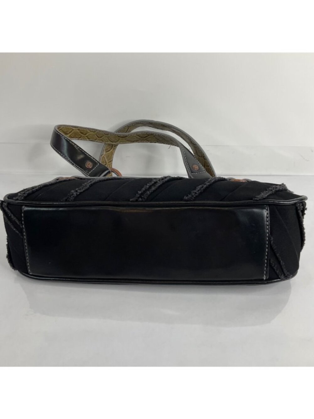 Pepe Jeans Purse Small Black Denim Frayed Vintage Brass Hardware London Rare Y2K - Picture 7 of 15